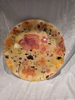 Front view of floral ceramic tray