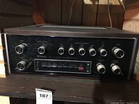 Front view of C33 stereo preamplifier on shelf