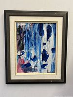 Full front view of framed abstract oil painting titled 'Ice Boy' showing color composition and frame condition.
