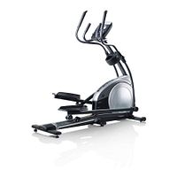 Full side view of the NordicTrack E6.3 elliptical machine showing the foot pedals, adjustable incline base, and handles.