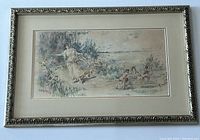 Full view of the framed watercolour painting showing the entire artwork and frame.