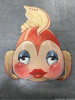 Front view of Cleo mask showing character artwork and name on top.