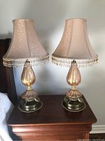 Pair of lamps unlit showing shape and bases