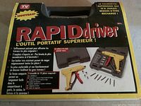 Closed box packaging of Rapid Driver tool set with product image and French text