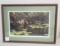 Full front view of framed print showing overall condition and frame scratches