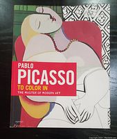 Front cover of the coloring book featuring a Picasso painting and the title 'Pablo Picasso To Color In'.