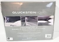 Packaged 4-piece double sheet set by GlucksteinHome labelled 600 thread count, dark grey color.