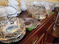 All items grouped: punch bowl, tray, bowls, salt & pepper shakers