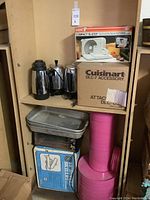 Overall shelving unit with all lot items displayed