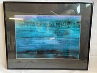 Full view of the framed artwork showing the entire print, matting, and frame.