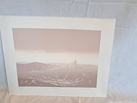 Full view of the limited edition print 'Mystique' showing the ocean scene with waves and a lighthouse silhouette.