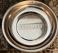 Top view of the Duramax magnetic tray showing the brand embossed on the inside bottom.