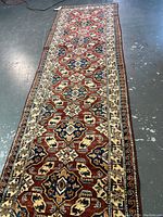 Full-length view of the runner on the floor showing overall pattern and condition