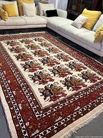 Overall view showing rug laid out under sectional sofa