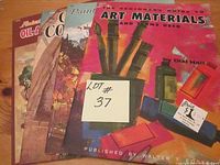 Photo showing four vintage painting guide books by Walter and Foster with visible covers including a bright pink book on art materials.