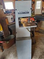 Full view of Rockwell Beaver band saw unit on stand, showing overall condition and setup.
