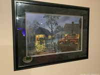 Framed barnhouse print with red vintage truck scene shown from a frontal angle.