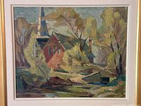 Flat view of the acrylic on board painting without frame