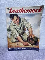 Front cover of The Leatherneck magazine featuring a Marine soldier illustration.
