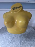 Yellow plastic torso mannequin showing front with Whirlpool logo at neck