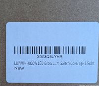 Label sticker showing brand, model, power and coverage area