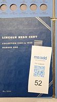 Front cover of blue Lincoln Head Cent coin album, labeled 1909 to 1940 collection, Number One, No. 9004