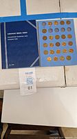 Blue collection folder labeled 'Lincoln Head Cent Collection Starting 1941' showing multiple coins organized in individual slots.