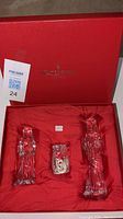 Set of three Waterford Crystal figurines (Mary, Joseph, baby Jesus) in original red Waterford box