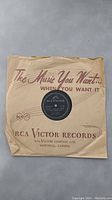 Record still in original RCA Victor paper sleeve with promotional text 'The Music You Want When You Want It'.