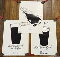 Three Guinness rugby posters titled 'The Knock-On,' 'Get to grips with an All Black,' and 'The Open Mind' arranged vertically showing overall lot contents.