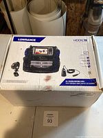 Photo of original Lowrance Hook2 fish finder box showing product image and description.