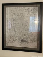Full view of the framed map on wall showing the entire County York area including Toronto and Lake Ontario coastline.