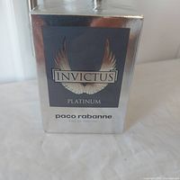 Front view of Paco Rabanne Invictus Platinum sealed box showing branding and product name.
