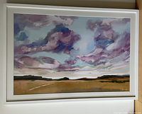 Full view of the framed landscape print by Dan Hobday showing the artwork and frame condition