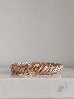 Gold plated ribbed sterling silver bracelet folded clasp view