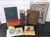 Photo of the collection showing a variety of vintage books including Riverdale Stories and Ducks of Dingle Den