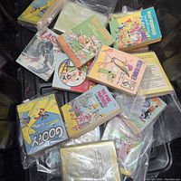Several Big Little Books with classic cartoon characters visible including Goofy, Lassie, Pink Panther, and Tom & Jerry, packed loosely inside plastic sleeves