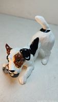 Front angle of Royal Doulton Jack Russell Terrier figurine showing dog holding shoe in mouth, glossy finish and painted details visible.