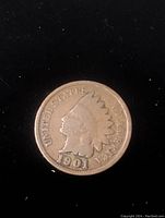 Obverse view of the 1901 Indian Head Cent showing Lady Liberty in Native American headdress and inscriptions.