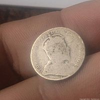 Obverse showing the profile of King Edward VII, coin held between fingers showing size and condition.