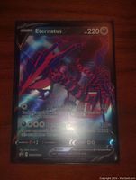 Eternatus V holo full art card showing front side with artwork and text details clearly visible