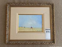Full view of framed painting on neutral background
