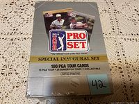 Front of the PGA Tour Pro Set Special Inaugural Set box showing title and details about contents.