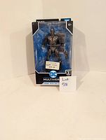Front view of the DC Multiverse Cyborg action figure in box showing figure and accessory with price sticker $30.