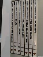 Photo of 7 DVDs from the Stanley Kubrick Collection, spines showing titles and Warner Bros logos.