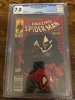 Front cover of slabbed comic showing grade label and cover art