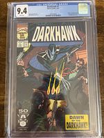 Front cover of Darkhawk #1 comic graded CGC 9.4 with Marvel Comics branding and "Dawn of the Darkhawk!" tagline