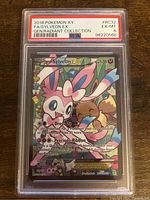 Front view of the 2016 Pokémon XY Sylveon EX Full Art card in a PSA graded slab.