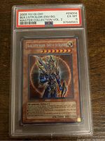 Front of YuGiOh! Black Luster Soldier card in PSA slab with grade 6 label visible.
