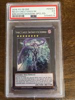 Front of PSA graded Yu-Gi-Oh! Number 23: Lancelot card showing the detailed artwork, edition, and card stats